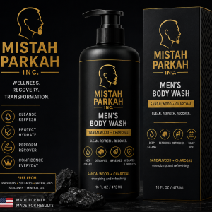 Men’s Body Wash – Sandalwood + Charcoal, 16 oz