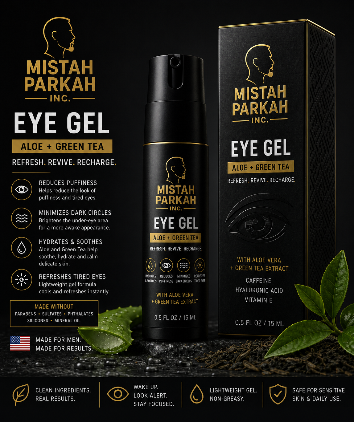 Eye Gel – Aloe + Green Tea, 0.5 oz